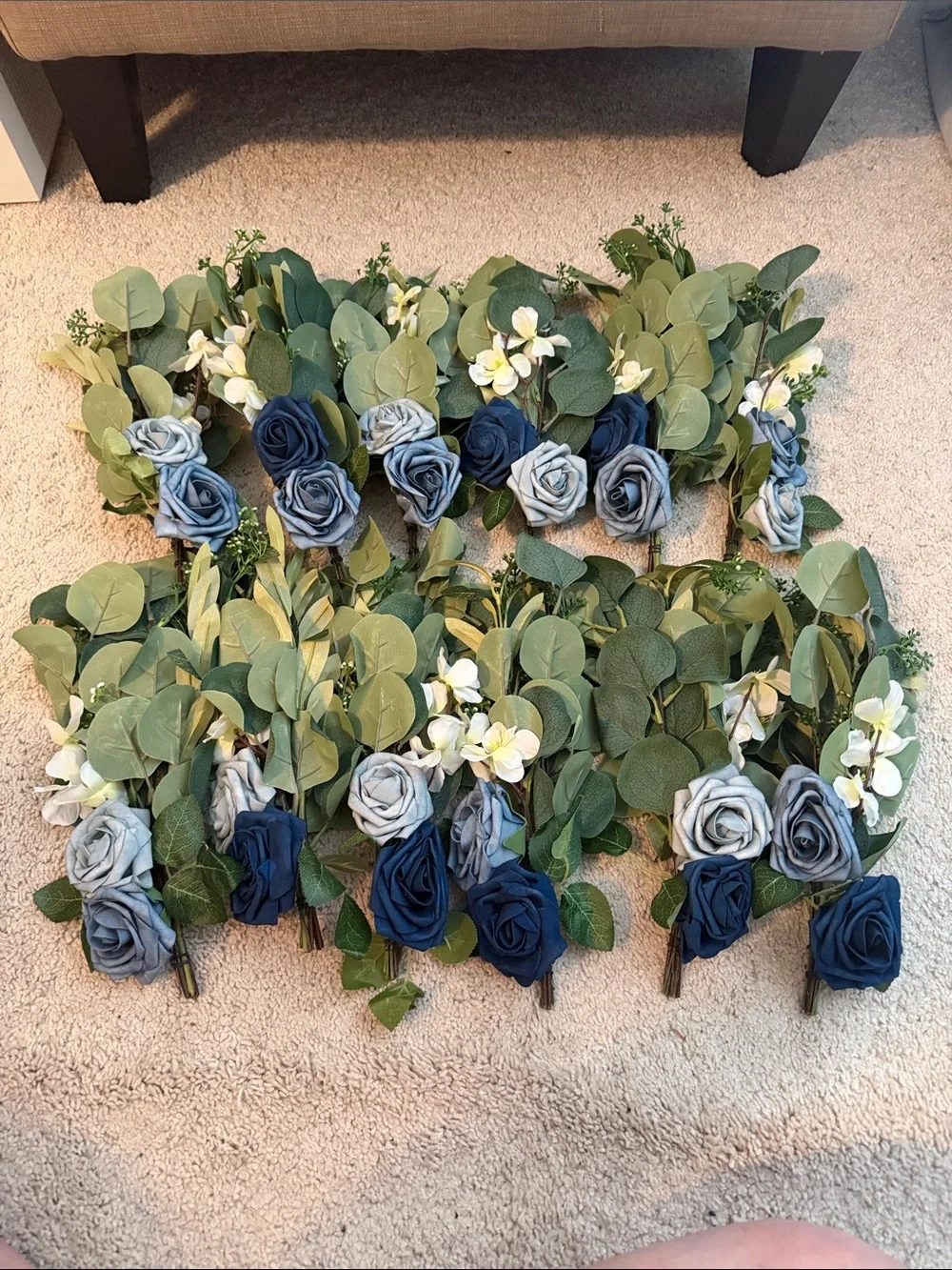 12 Lings Moment Dusty Blue & Navy Small Swags for Aisle/Seat Decor